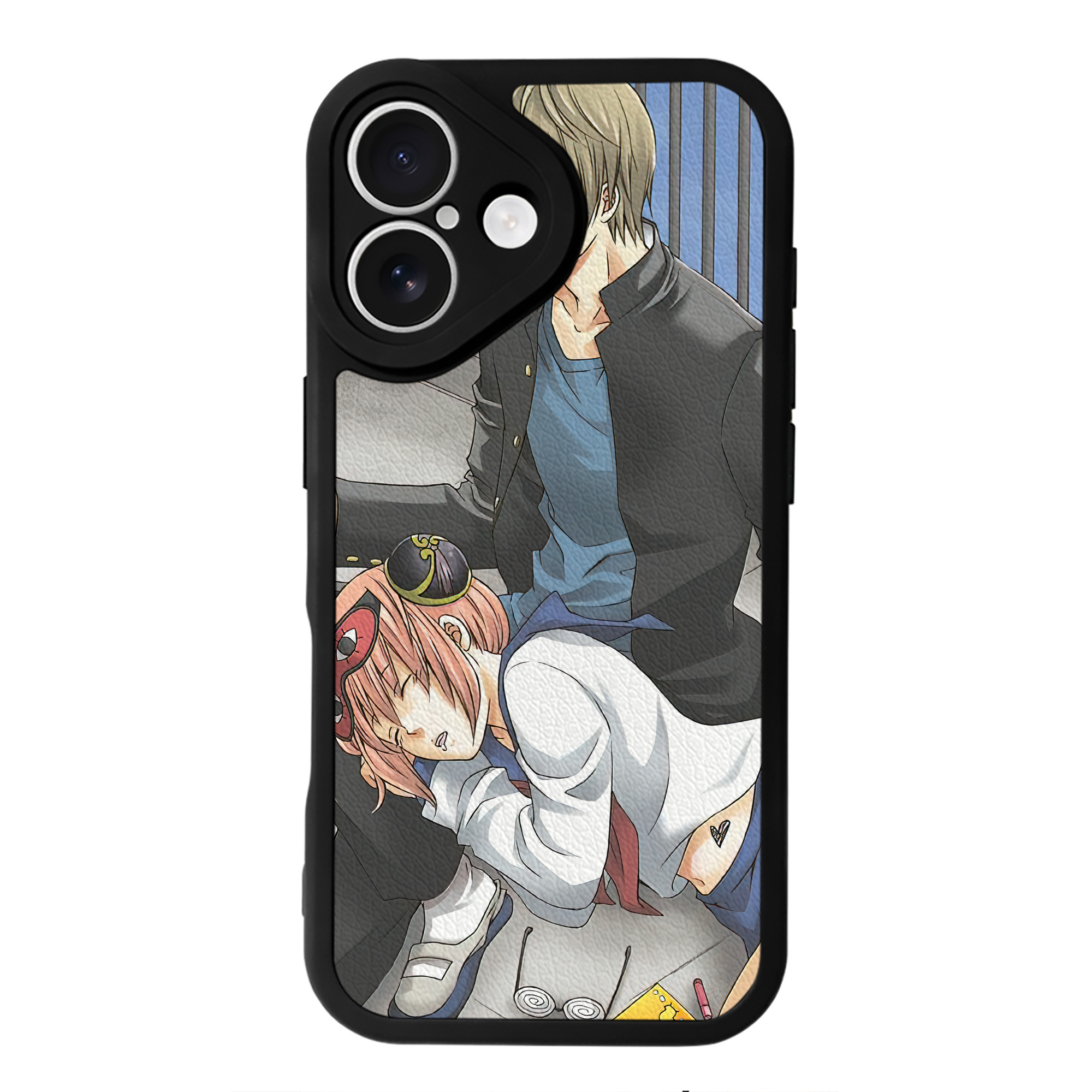 （画像用） ぎんたま 坂田銀時（さかたぎんとき） 神楽 志村新八（しむら しんぱち） GINTAMA Sakata Gintoki Kagura Shimura Shinpachi 【iPhone 16シリーズ対応】シリコンスマホケース（レザー調） 材質：シリコン